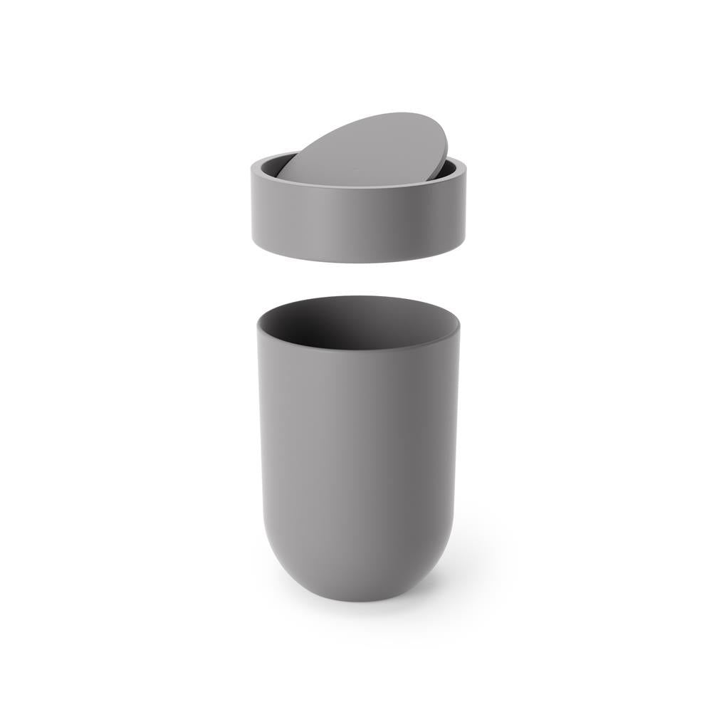 Umbra Touch Abfalleimer 6 L mit Schwingdeckel, in Grau, Kosmetikeimer, Papierkorb, Badezimmereimer