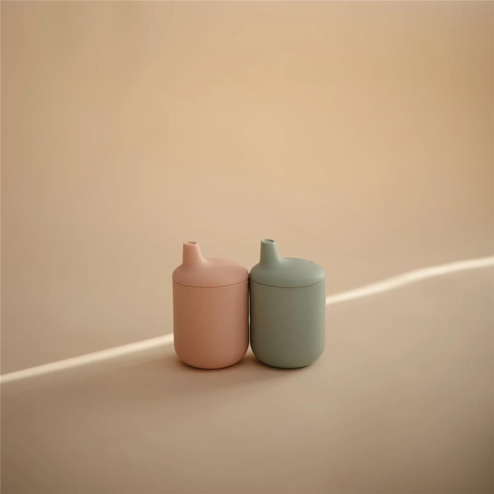 Mushie Silikon-Trinklernbecher, Cambridge Blue, BPA-frei