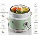 Ariete Vintage Reiskocher, Grün, 3,5L, Slow Cooker, Dampfgarer, 5 Programme, Keramikschüssel
