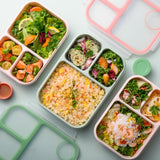 LocknLock To-Go Lunchbox 980 ml, Rosa, 3 Fächer - Mikrowellengeeignet BPA-frei