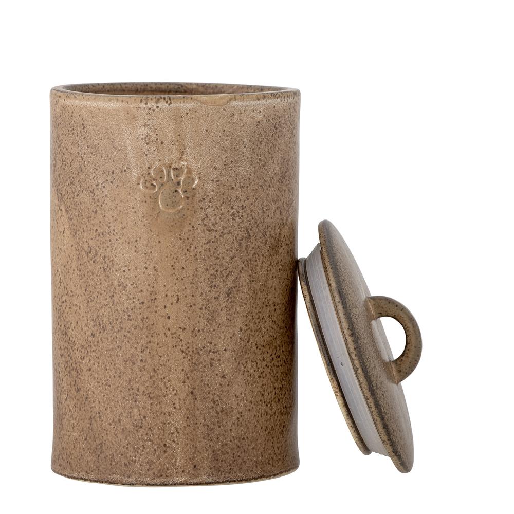 Bloomingville Buddy Pet Gefäß mit Deckel, Braun, Steingut, 1,5 L, für Tierfutter, spülmaschinengeeignet