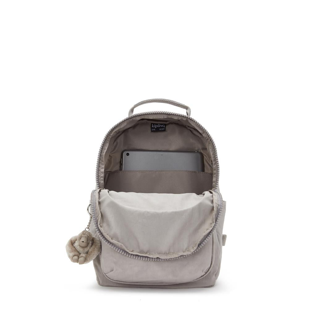 Kipling SEOUL S, Kleiner Rucksack, Grey Gris (grau), 14L, mit 11-Zoll-Tabletfach