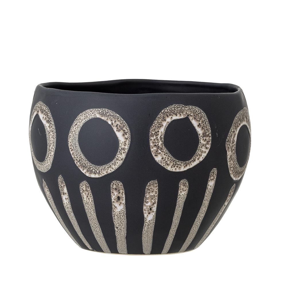 Bloomingville Magnus Blumentopf Schwarz Steingut 18,5 x 14 cm Übertopf Dekotopf