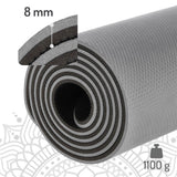 Yogamatte 183 x 61 x 0,8 cm Fitnessmatte Grau Gymnastikmatte rutschfest | HMS YM10