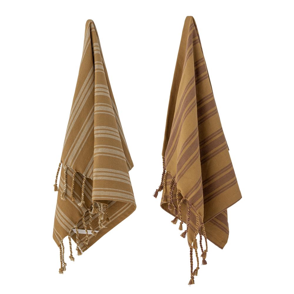 Bloomingville Elyza Küchenhandtuch, 2er Set, in Braun, aus Baumwolle, 70x45 cm