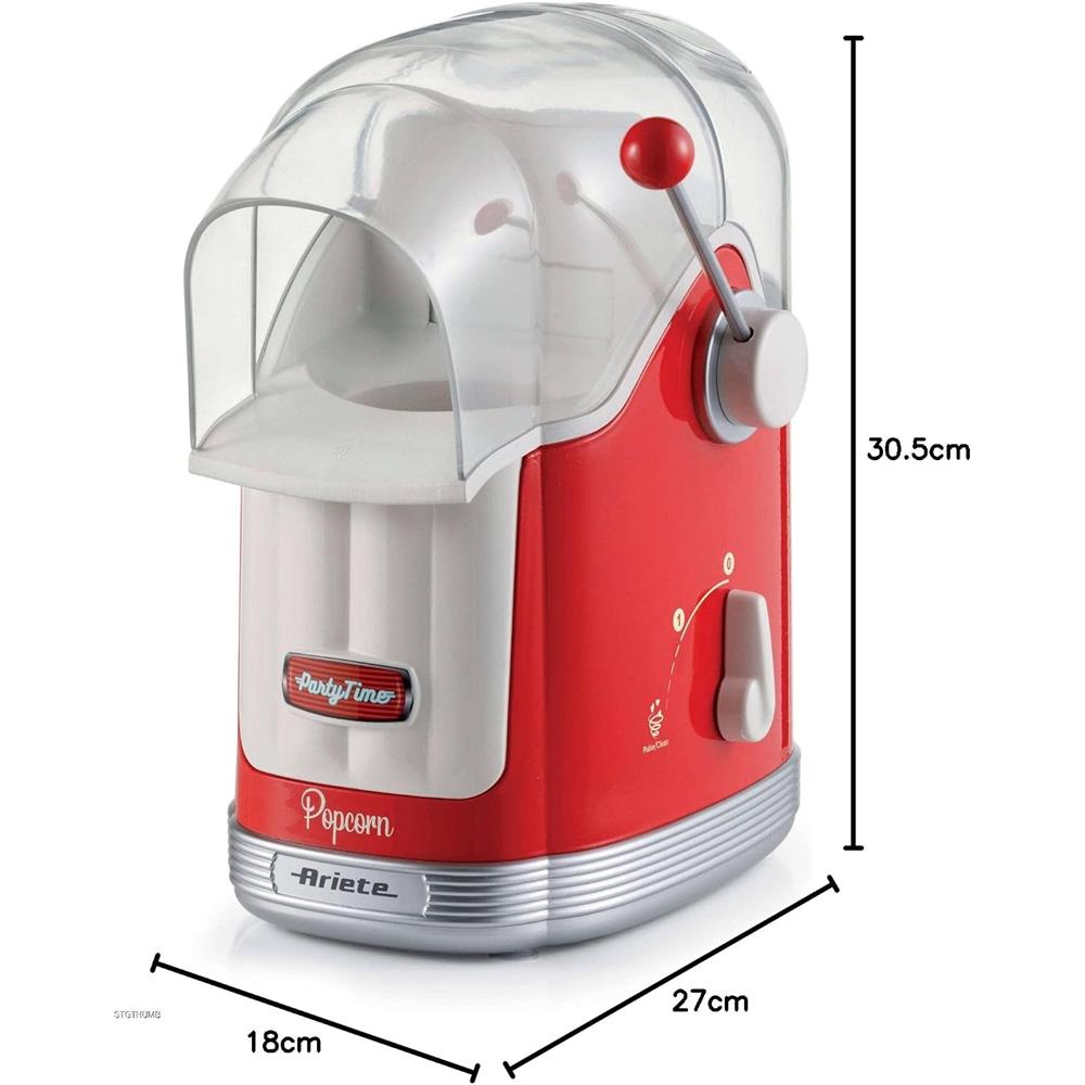 Ariete Party Time Popcorn Maker, Rot, Heißluft Popcornmaschine, Retro-Design, 50er Jahre-Stil
