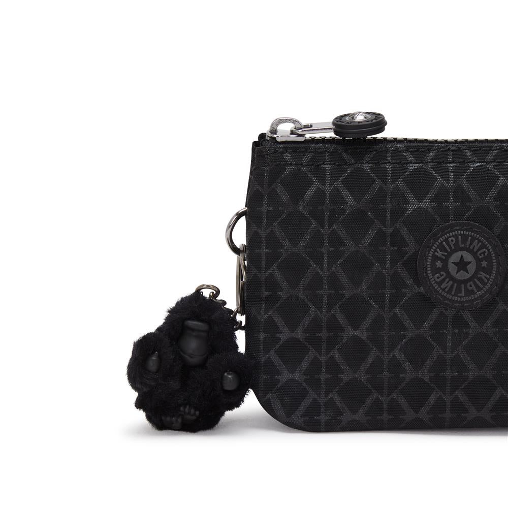Kipling CREATIVITY S, kleine Geldbörse, Signature Emb (schwarz), Portemonnaie mit Reißverschluss