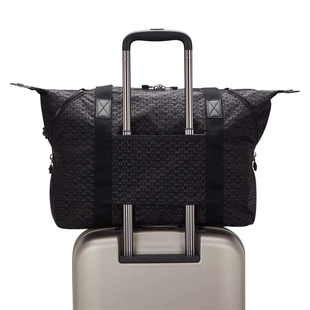Kipling ART M, multifunktionale Tragetasche, Signature Emb (schwarz), Reisetasche mit Trolleyhalterung