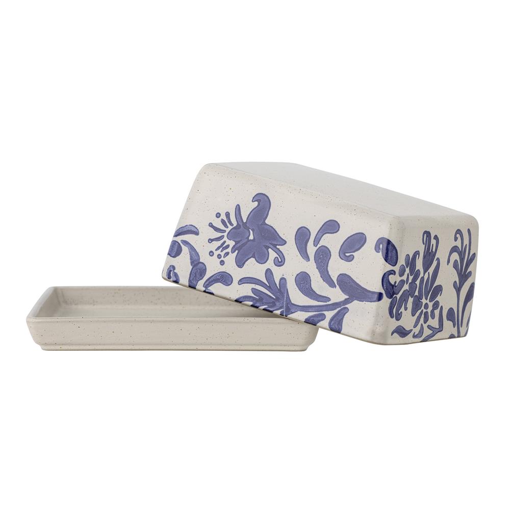 Bloomingville Petunia Butterdose, Blau, Steingut, romantischen Vintage-Look, dänisches Design