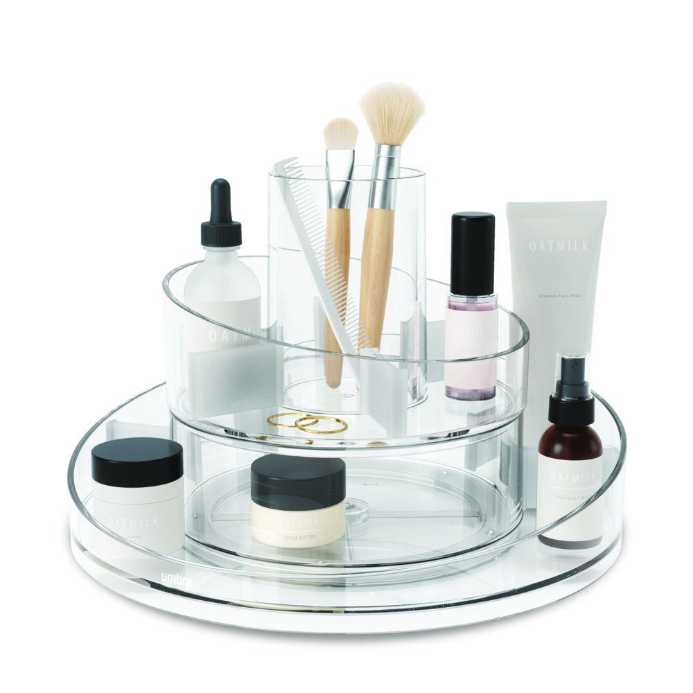 Umbra Cascada Kosmetik und Makeup Organizer mit integriertem Behälter 2-stufig und 36 Grad drehbar