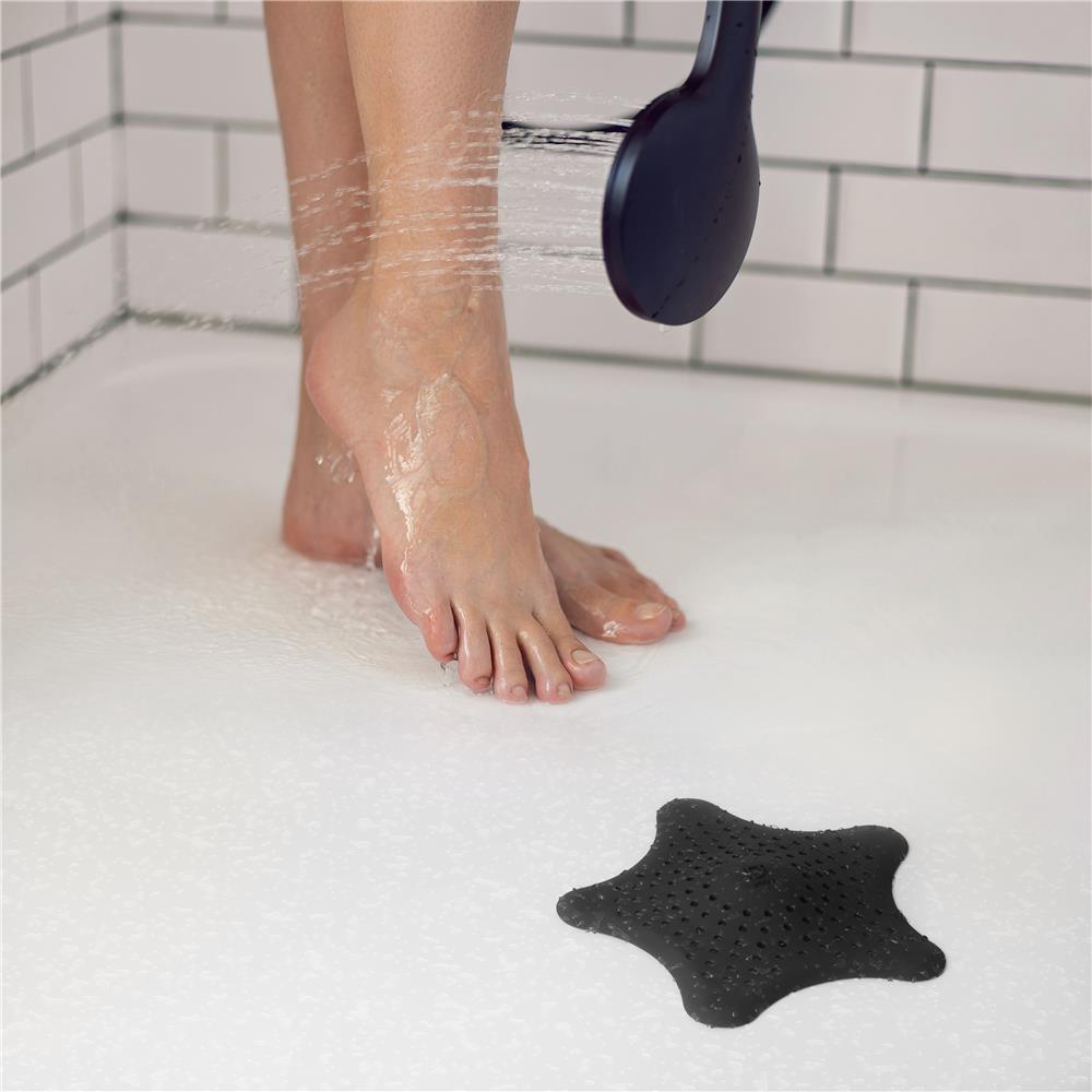 Umbra Starfish Abfluss Haarfänger mit Saugnäpfen, Silikon Abflusssieb, in Schwarz