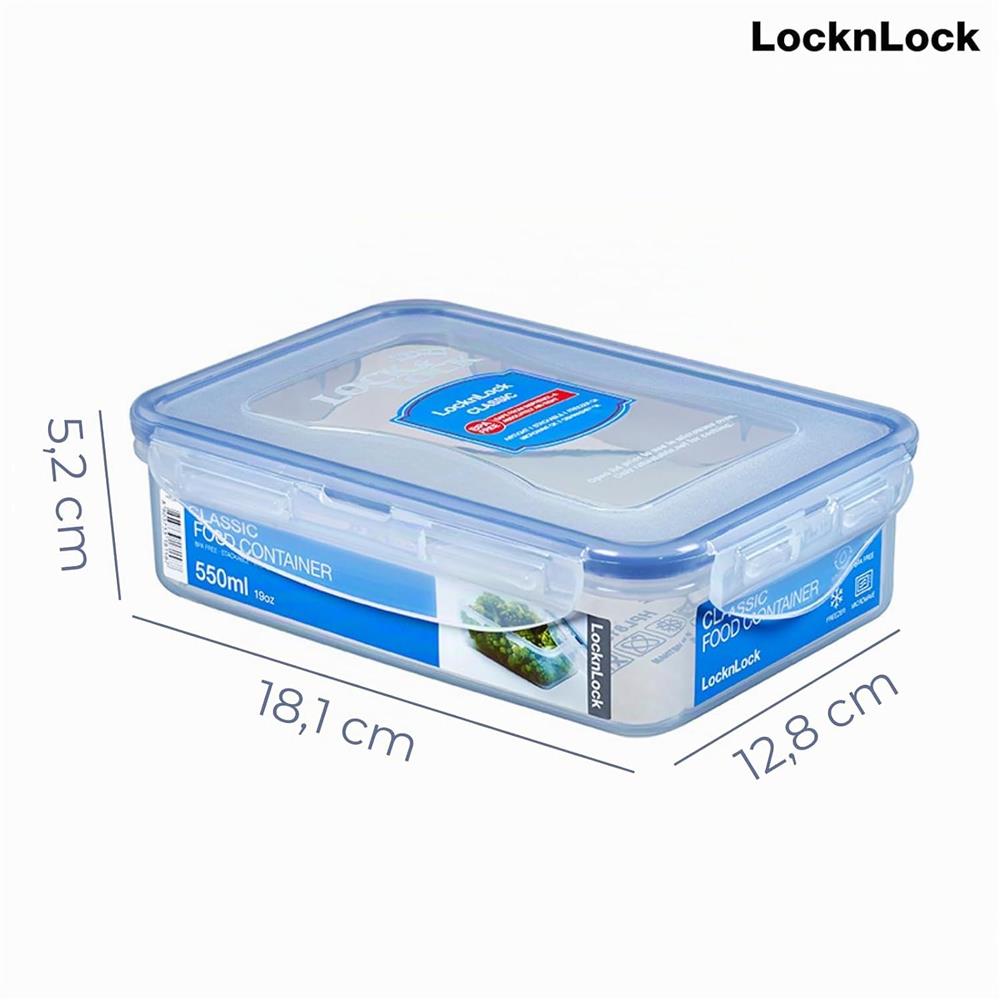 LocknLock PP Classic Frischhaltedose 550 ml, 4-fach-Verschluss, BPA-frei