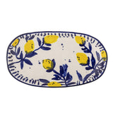Bloomingville Maxima Servierplatte blau L29 cm aus Steingut – handbemalte Platte für Küche & Tischdeko