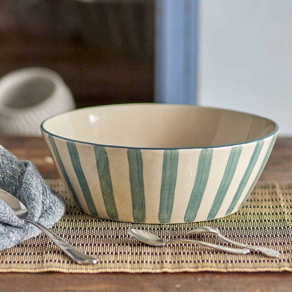 Bloomingville Begonia Schale grün Steingut handbemalt 23,5 cm