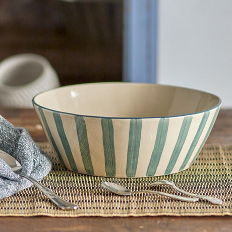 Bloomingville Begonia Schale grün Steingut handbemalt 23,5 cm