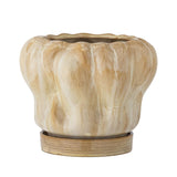 Bloomingville Hollis Blumentopf mit Untertasse Natur Ø20 cm – Steingut, glänzend & dekorativ