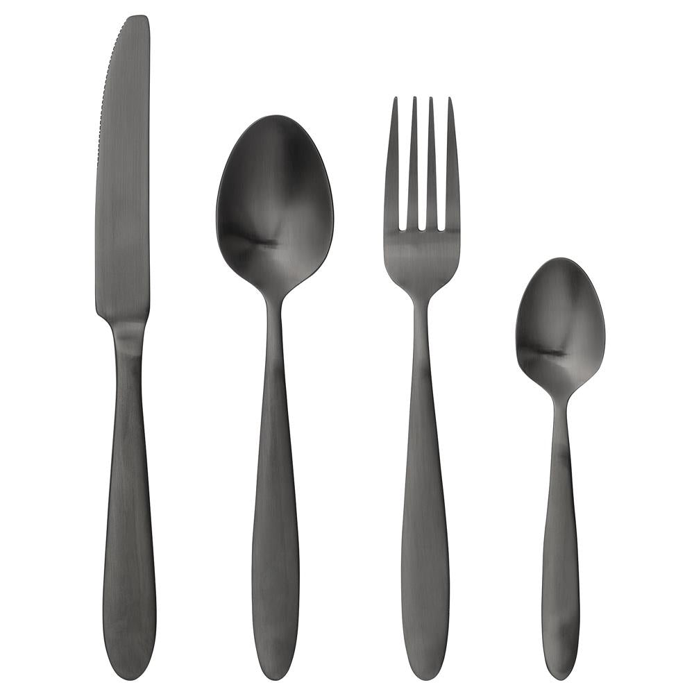Bloomingville Frea Besteckset Schwarz Rostfreier Stahl 4er Set Messer Gabel Löffel