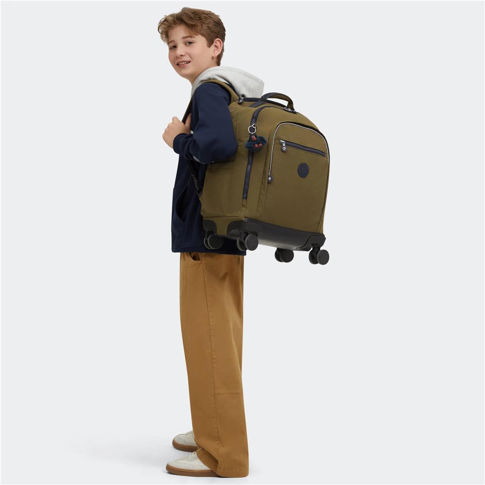 Kipling NEW ZEA, Großer Schulrucksack mit Rollen und Laptopfach, 26L, Treasure Green (grün)