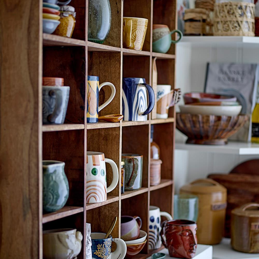 Bloomingville Hezha Tasse Blau 260 ml – Steingut mit Vogelgriff & 3D-Motiv