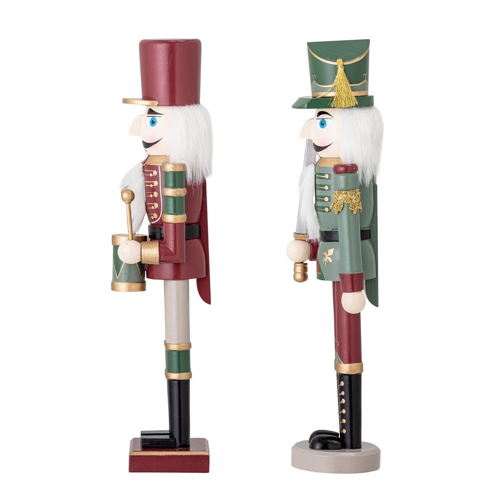 Bloomingville Darren Nussknacker Rot/Grün 2er Set Holz Weihnachtsdeko Figuren