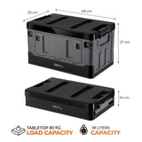 NILS CAMP Transportbox 38L Grau-Schwarz - klappbare Campingbox für Camping, Auto & Haushalt