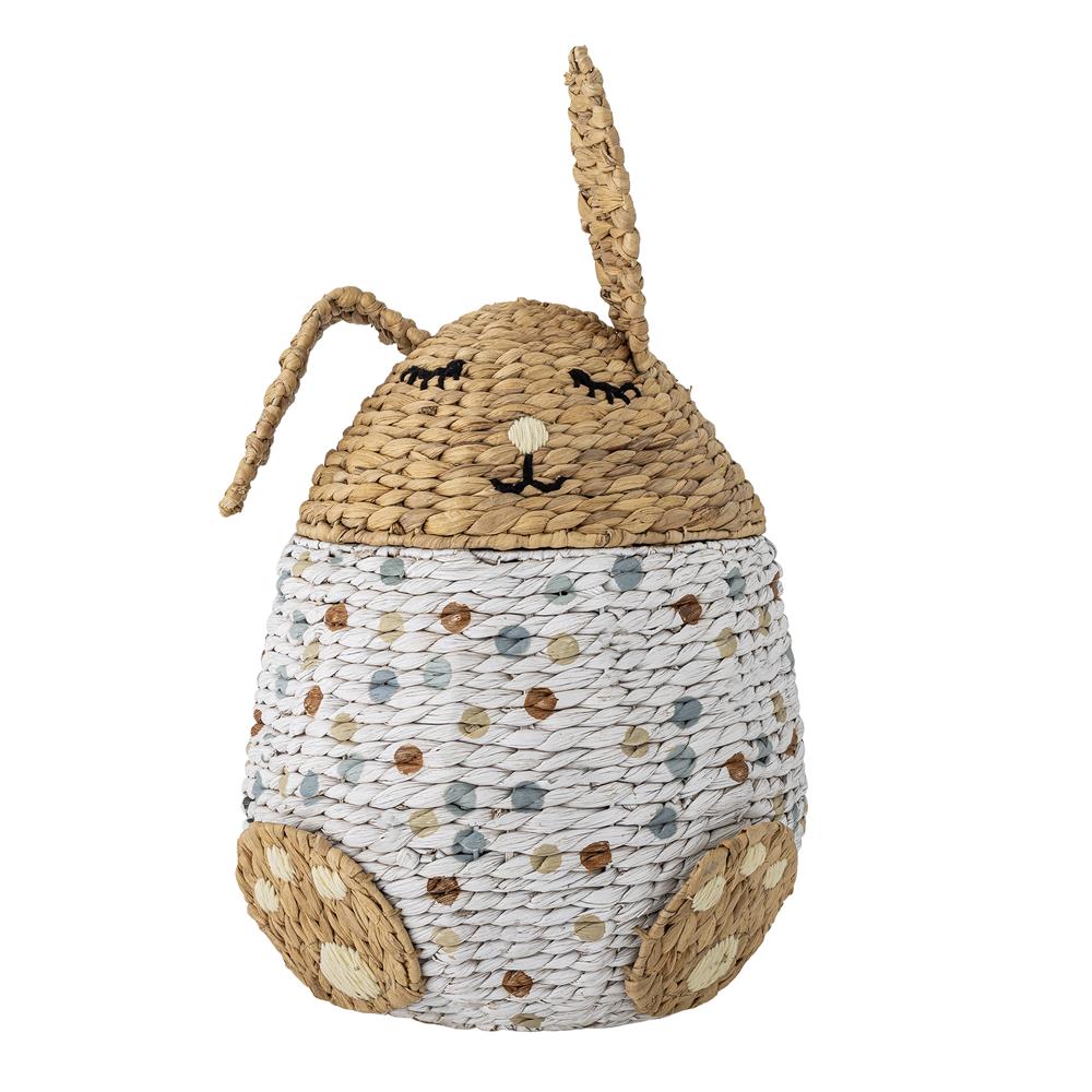 Bloomingville MINI Villja Korb mit Deckel natur - Hasenkorb aus Wasserhyazinthe für Kinderzimmer & Aufbewahrung