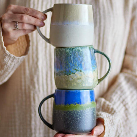 Bloomingville Cloe Becher blau Steingut Set 3 Stück 460 ml