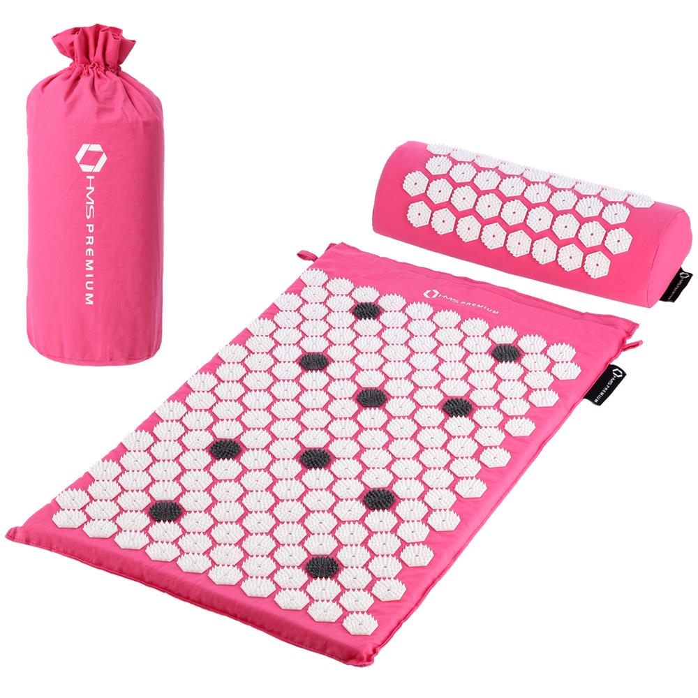 Akupressurmatte mit Kissen Rosa/Weiß 11088 Druckpunkte | HMS Premium AKM01