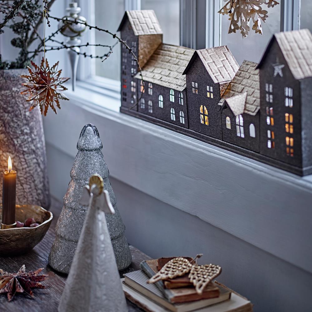 Bloomingville Emilius Deko-Baum, Weiß, Glas Weihnachtsbaum 23,5 cm