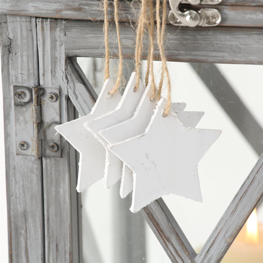 BOLTZE Laterne Grammy – 3er Set aus Holz, Glas & Jute, quadratisch, grau, 32–68 cm Höhe