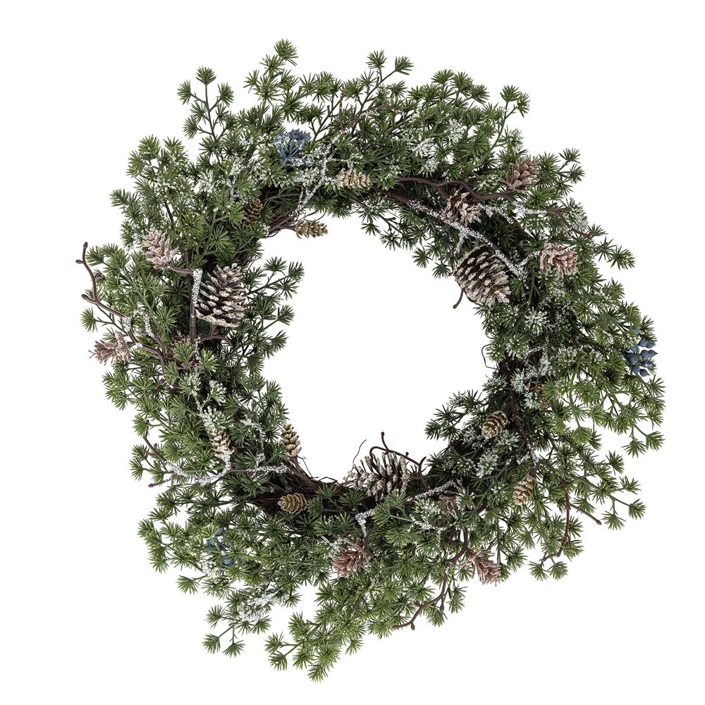 Bloomingville Cedar Kranz Grün Kunstkranz 50 cm Weihnachtsdeko mit Zapfen