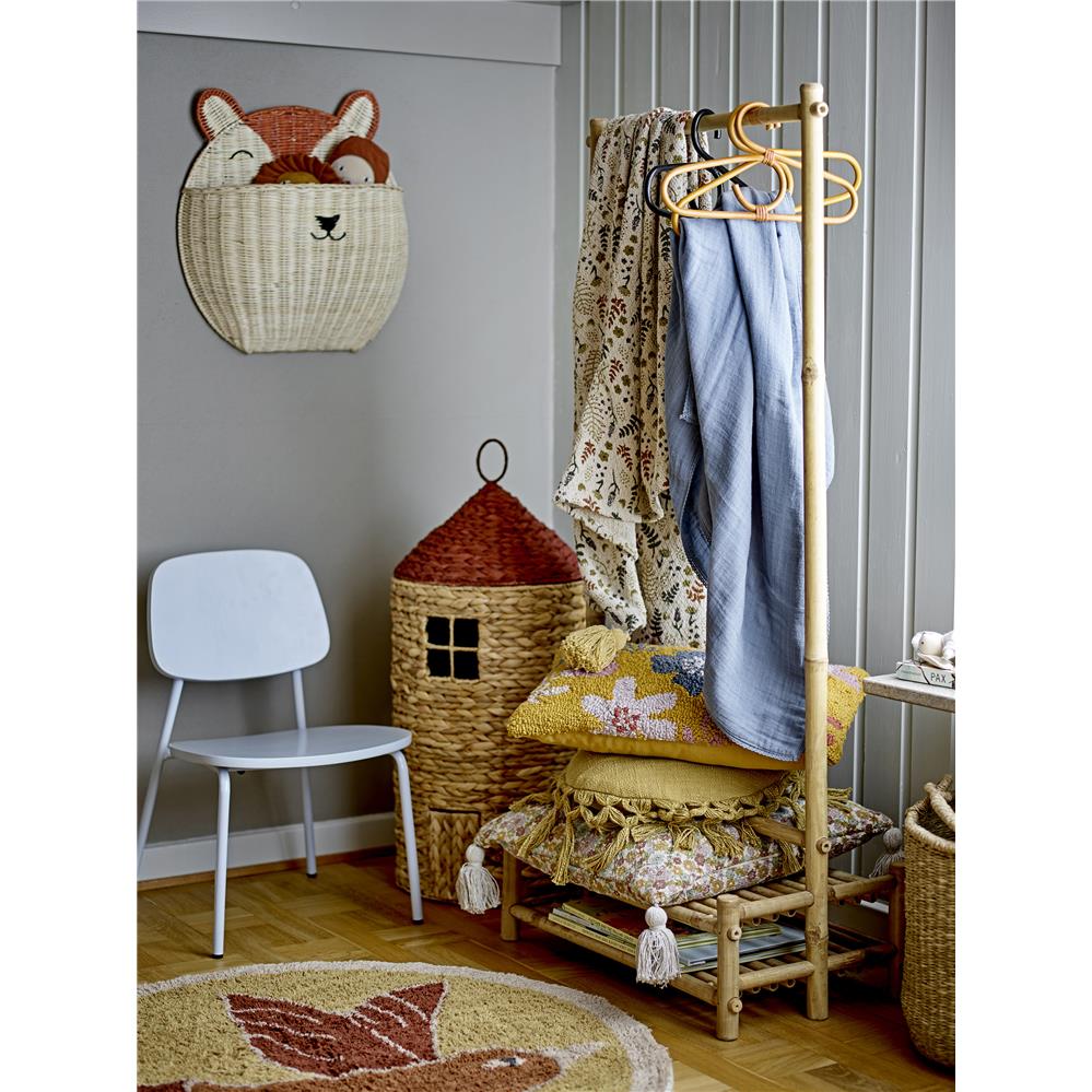 Bloomingville MINI Decke Filipa 130x160cm Blumenmotiv Baumwolle Quasten Kuscheldecke Kinderdecke