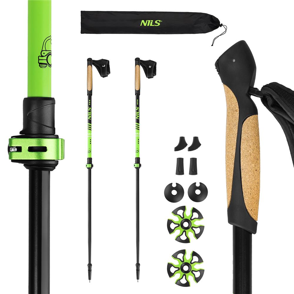 NILS Nordic Walking Stöcke NW8611 Aluminium 6061 Korkgriff Grün