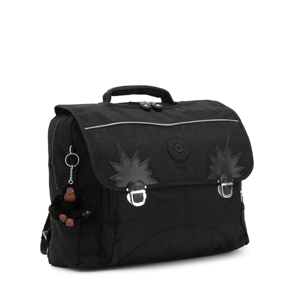 Kipling INIKO, mittelgroße Schultasche, True Black (schwarz), Schulrucksack mit gepolsterten Trägern