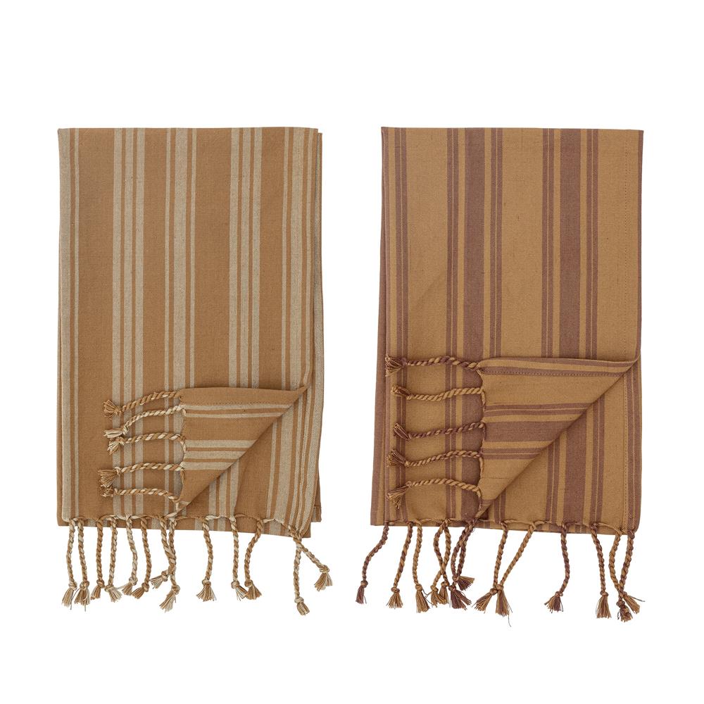 Bloomingville Elyza Küchenhandtuch, 2er Set, in Braun, aus Baumwolle, 70x45 cm
