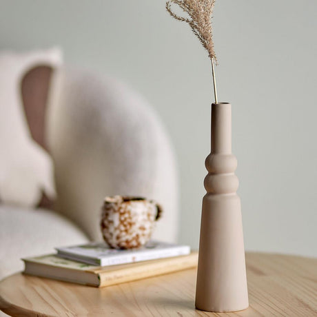 Bloomingville Isolde Vase Steingut Beige 7,5 x 28,5 cm Blumenvase Dänisches Design