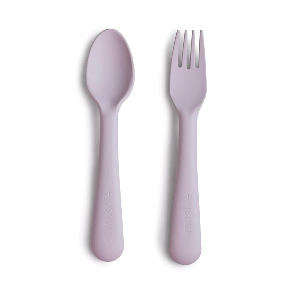 Mushie Kinderbesteckset Gabel und Löffel, Soft Lilac, BPA-frei
