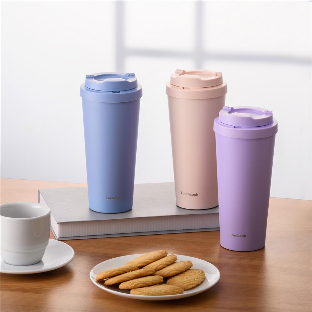 LocknLock One-Touch Clip Thermobecher 550 ml Rosa - Isolierbecher To Go Edelstahl