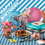 Ariete Party Time Waffeleisen, Blau, Waffel Maker mit Antihaftplatten, Retro-Design, 50er Jahre-Stil
