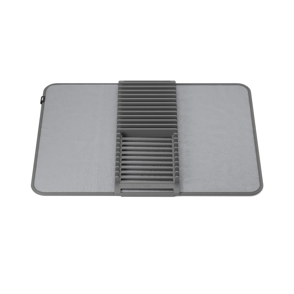 Umbra Udry Geschirr Abtropfgestell und Mikrofaser Abtropfmatte, Faltbar, Platzsparend, 61 x 45 cm, in Anthrazit