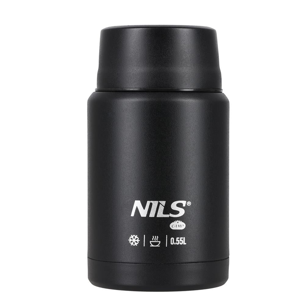 NILS CAMP Speisethermos 550 ml Schwarz Edelstahl Thermobehälter auslaufsicher