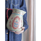 Bloomingville Odina Krug, 3,3 Liter, aus Steingut, mit Blumenmotiv in Pink- und Blautönen