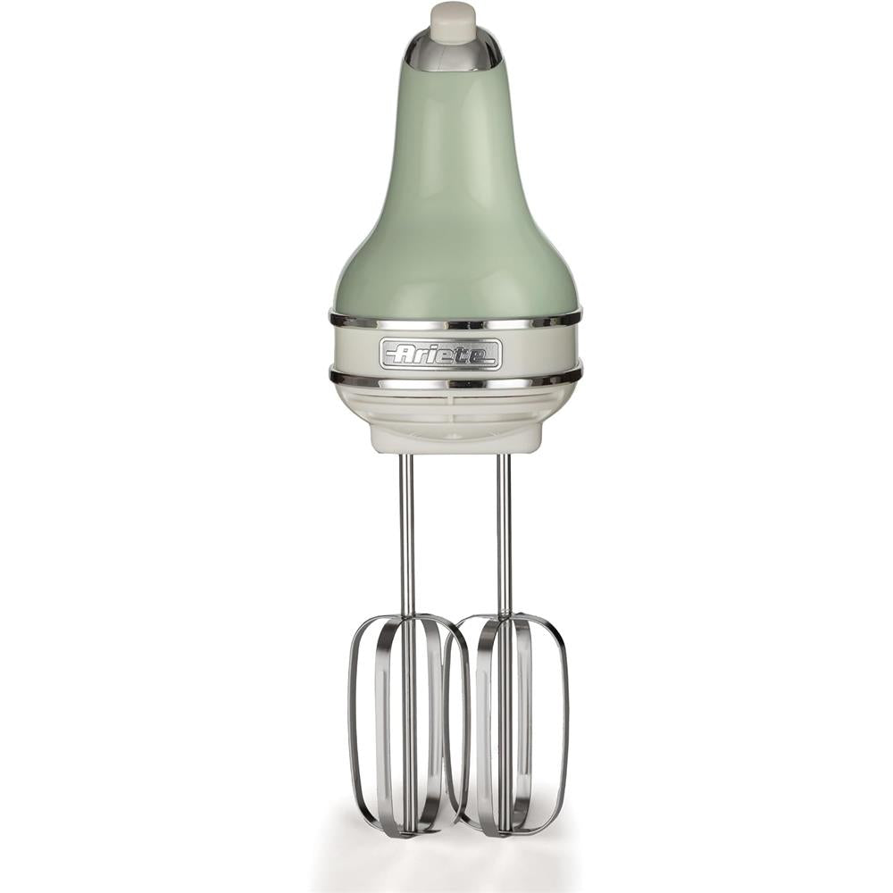 Ariete Vintage Handmixer, Grün, Elektrischer Mixer 450W, 5 Stufen Turbo, Schneebese, Knethaken