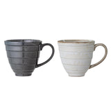 Bloomingville Masami Tasse 2er Set Steingut Weiß Schwarz 10 x 10 cm Dänisches Design