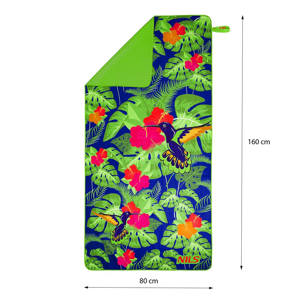 NILS Mikrofaserhandtuch 160x80 cm Blumen - schnelltrocknendes Handtuch für Camping, Strand & Sport