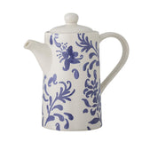 Bloomingville Petunia Teekanne, Blau, Steingut, 800 ml, mit romantischen Vintage-Look