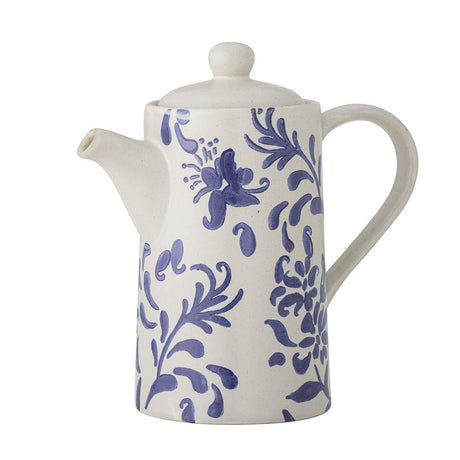 Bloomingville Petunia Teekanne, Blau, Steingut, 800 ml, mit romantischen Vintage-Look