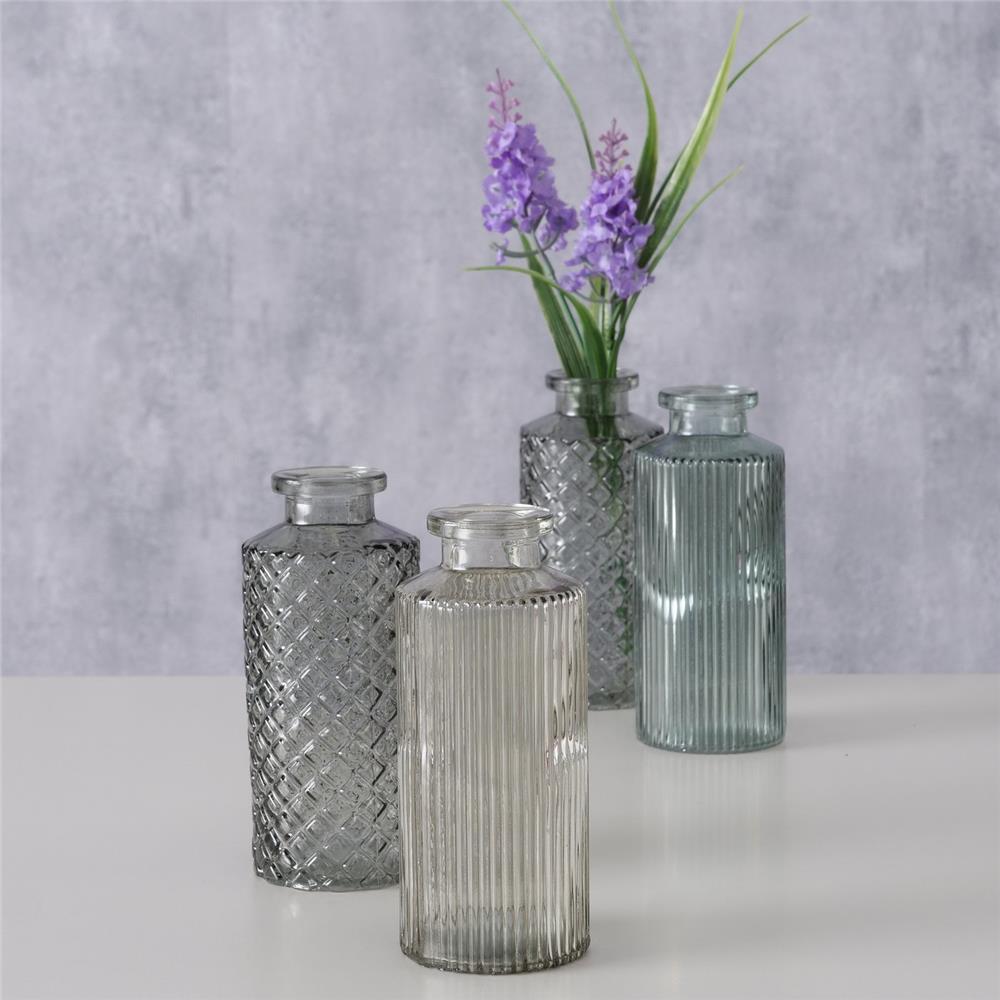 BOLTZE Vase Panja 4er Set, Glasvasen, Blumenvasen in Grün und Hellgrün