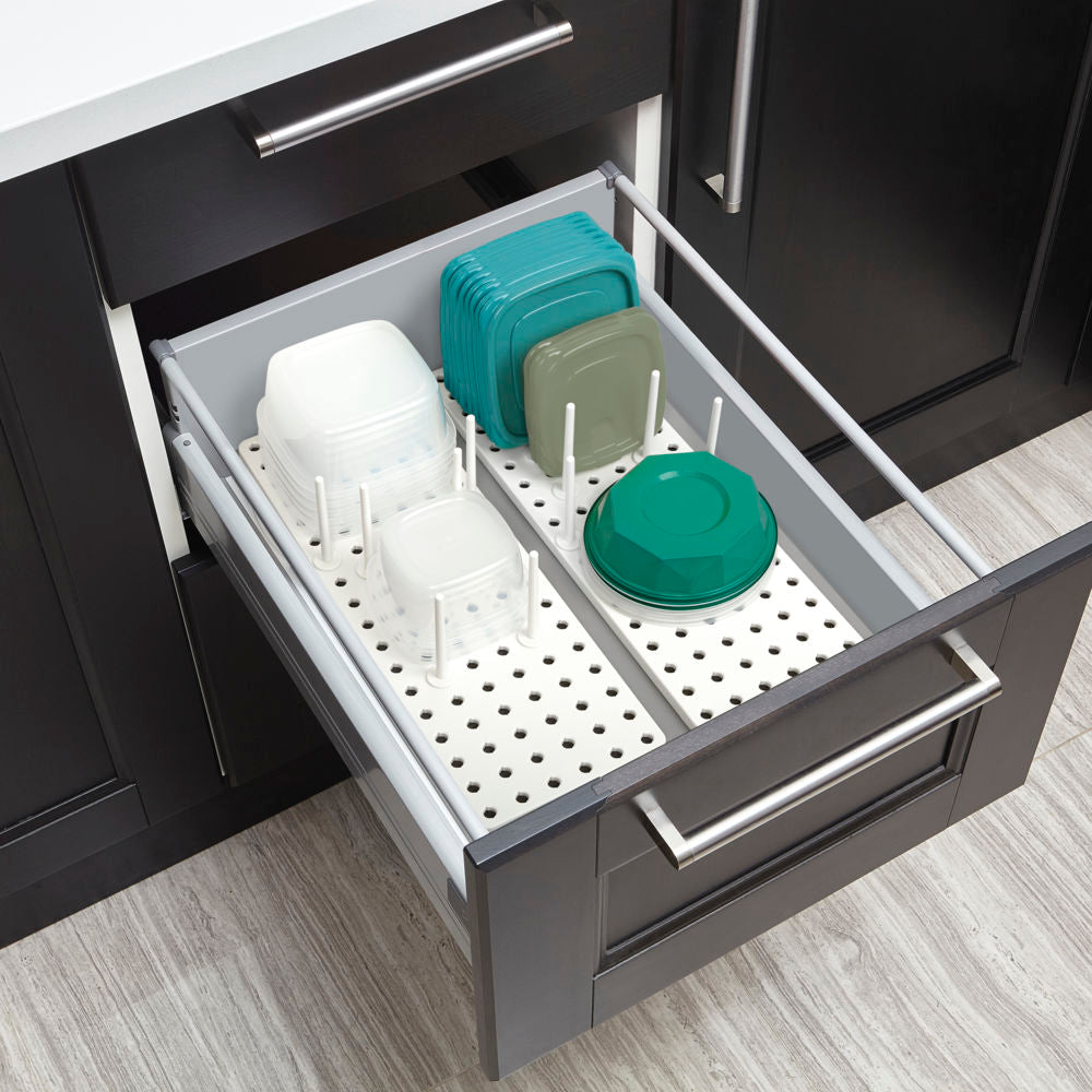 Umbra Peggy Einsatz für Küchenschränke und Schubladen 45x15x10cm verstellbar 2er Set Weiß