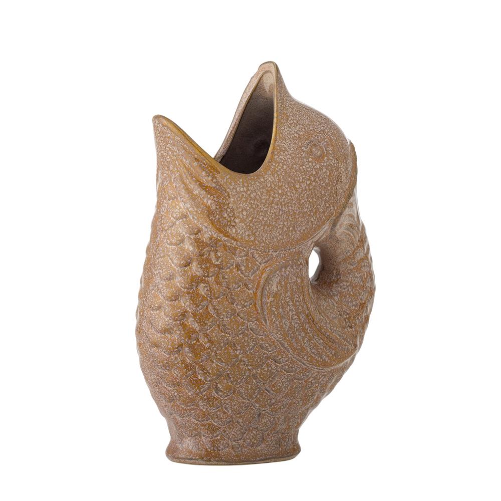 Bloomingville Harvey Vase Braun Steingut Fischform mediterran 24cm